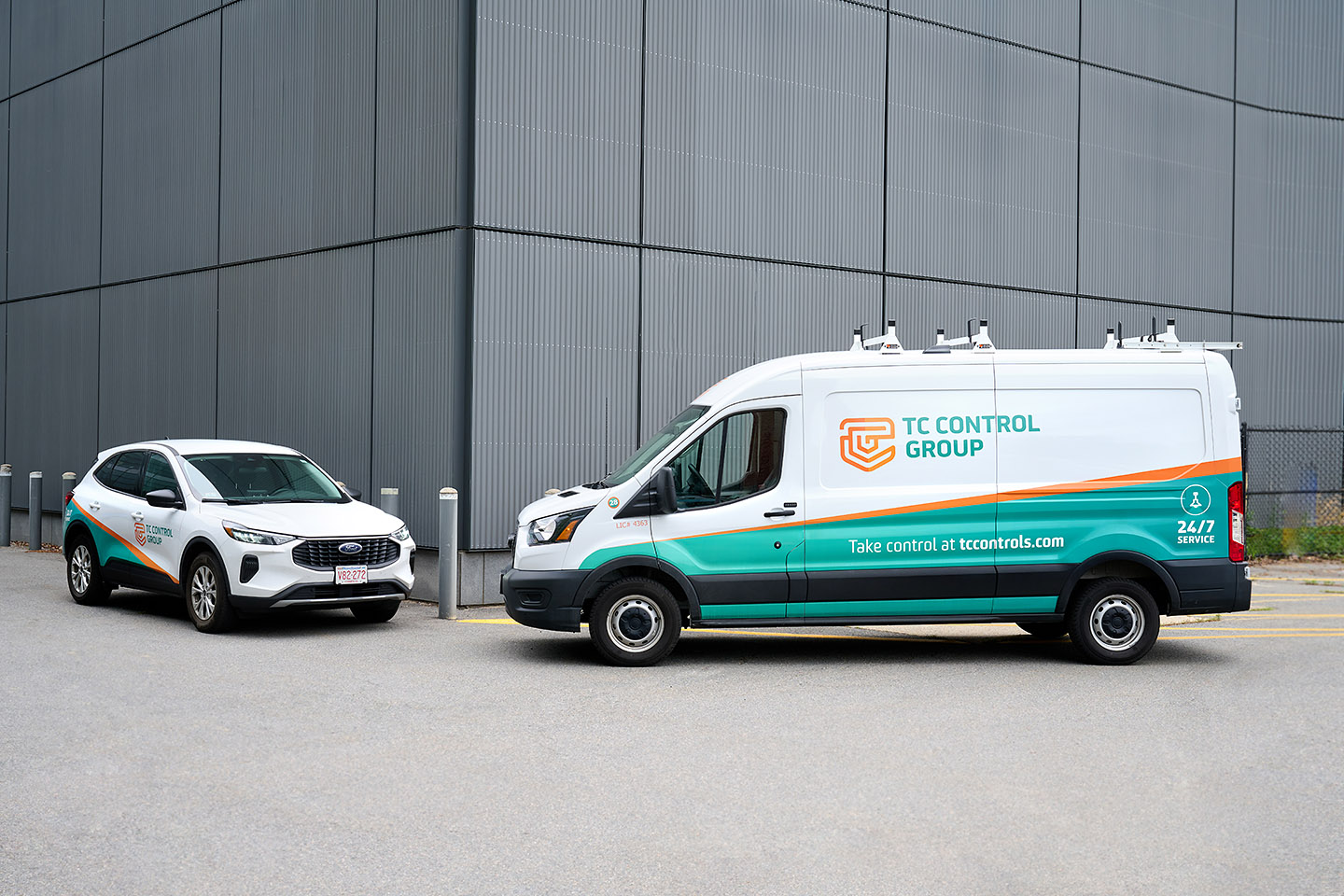 TC Controls service vans parked outside headquarters